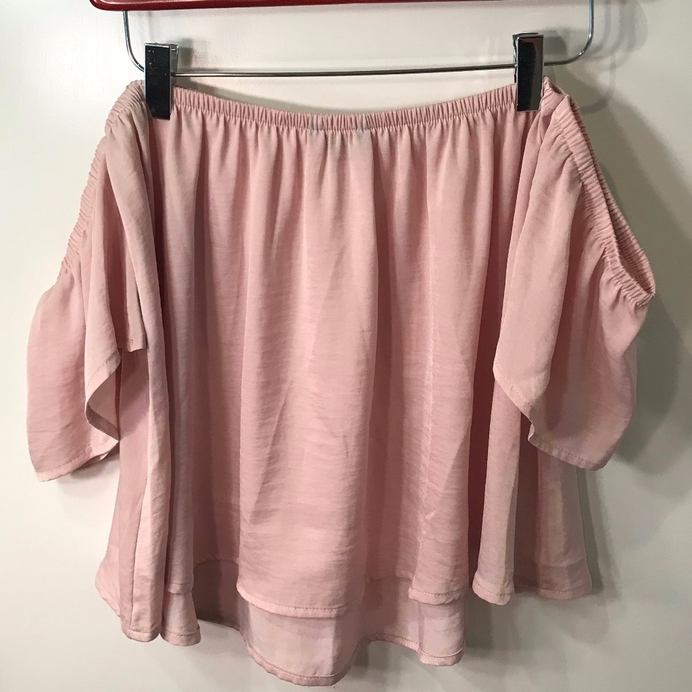 Off-the-shoulder Pink Cap Sleeve Top
